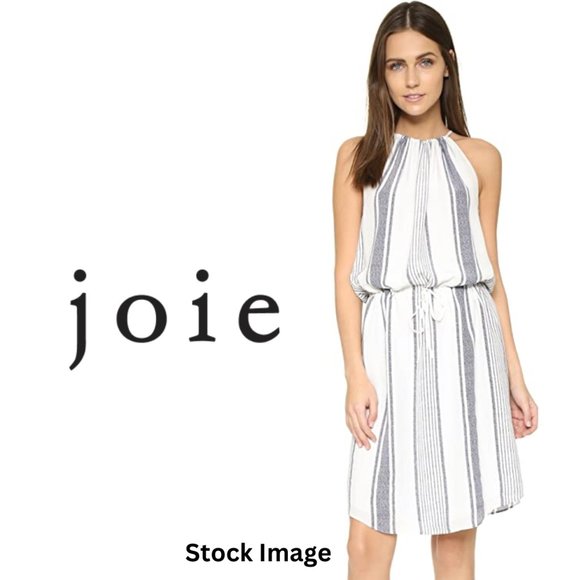 Joie Dresses & Skirts - NWT- Joie- Sief 100% Silk Lined Dress- Porcelain White w/ Dark Navy Stripes SZ L
